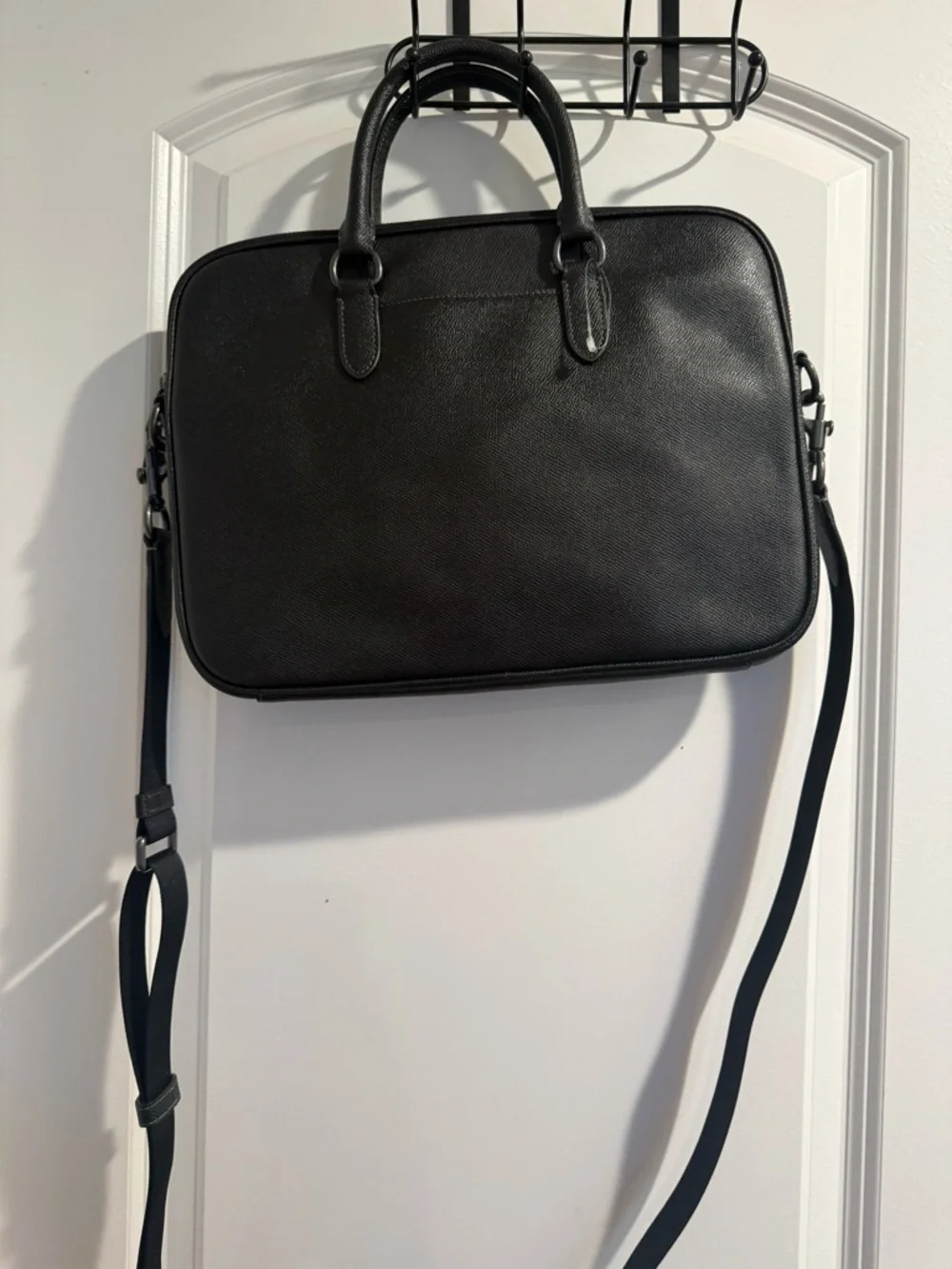 Coach Black Leather Laptop Briefcase with Shoulder Strap
